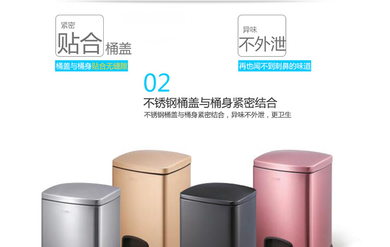 Southern GNF SJ30-F01 High-end 30-liter square all-steel foot pedal bucket anti-fingerprint Trash can pic 6