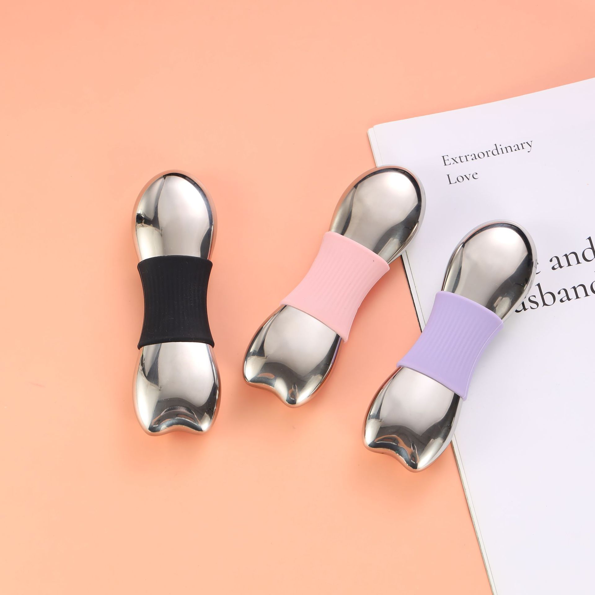 Customized new stainless steel ice massage device, facial beauty ice hammer, cold and hot facial skin care massage ice wave ball pic 10