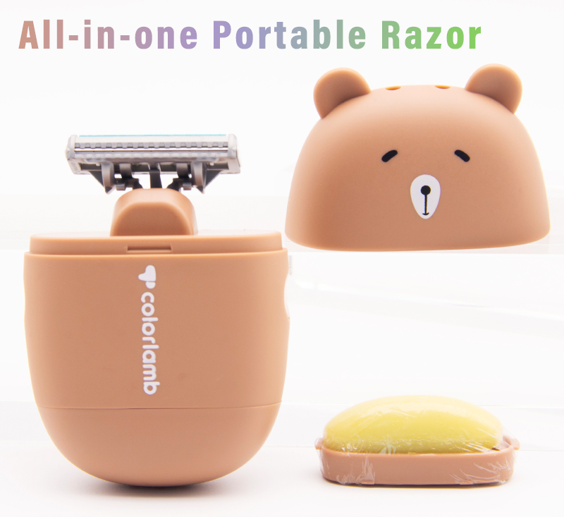 颜羊小熊款便携剃毛刀手动一体式敏感肌专用刀头带护肤皂脱毛神器详情1