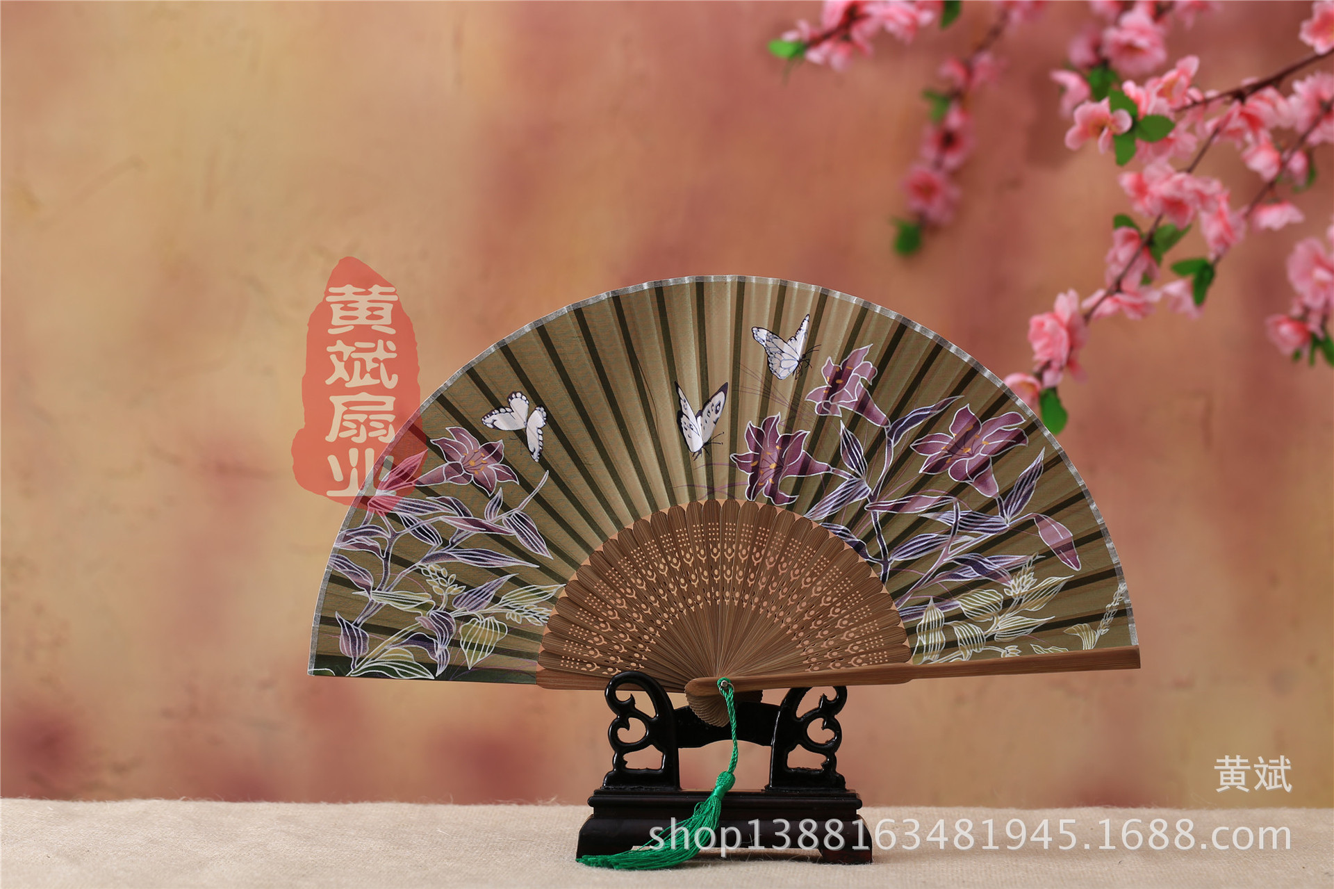 古风古典礼品真丝竹扇子日式和风扇樱花扇 折扇批发 舞蹈道具扇详情33