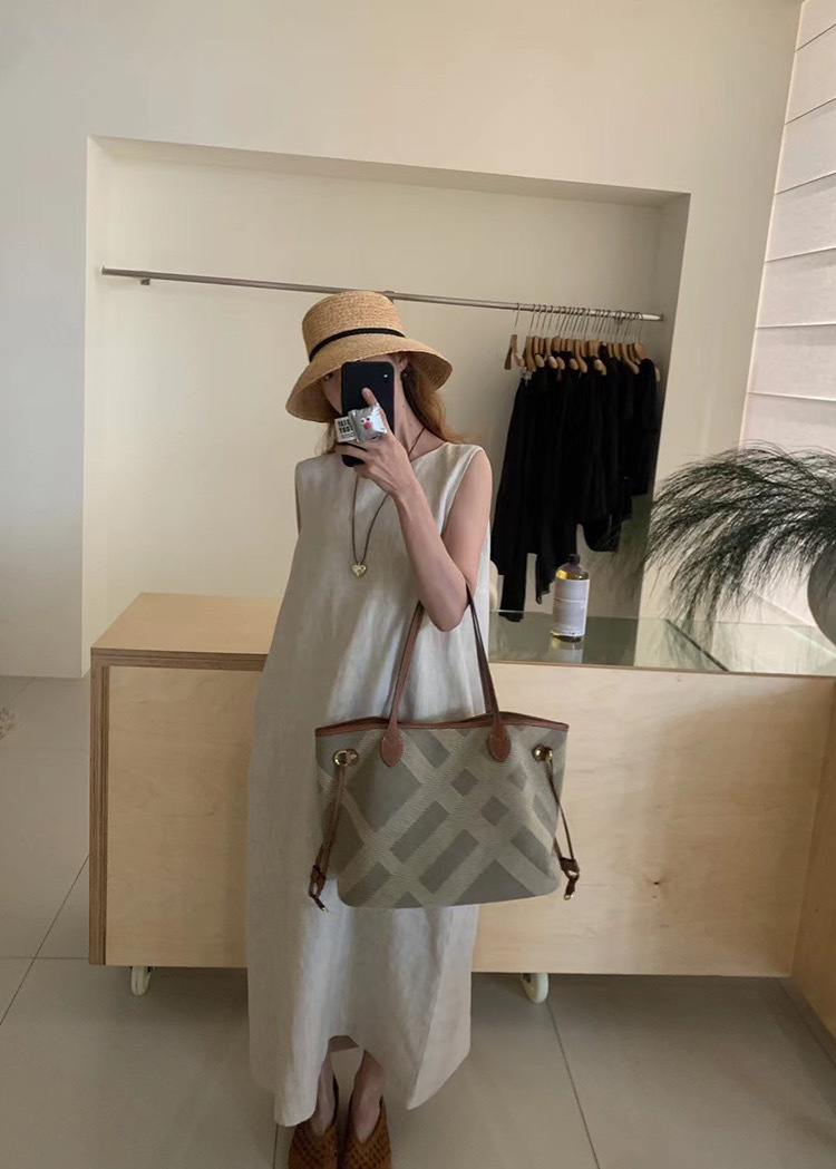 2024 Minimalist and elegant all-linen vest dress for women, summer sleeveless long dress for women pic 1