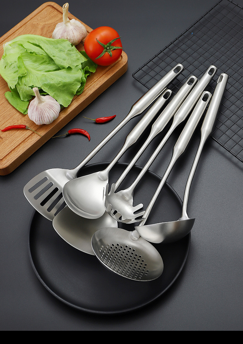 304 stainless steel spatula, strainer, stainless steel kitchenware 6-piece set, gift household kitchen set, hollow handle spatula, soup spoon, cooking spoon, spatula, kitchenware, kitchen tools, kitchenware set pic 15