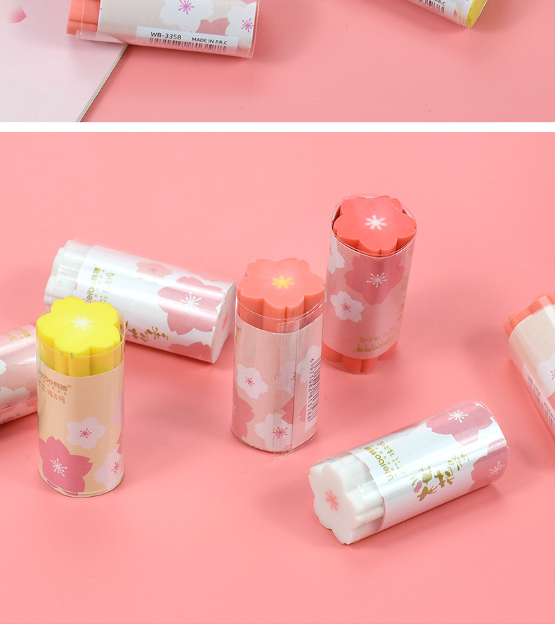 Weibo Stationery Wholesale, new creative erasers like leather, multi-color round, cute and fun box set, cherry blossom erasers pic 10