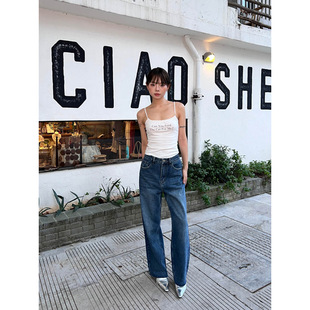 GAGD white Tencel wide-leg jeans for women, simple, loose and drape straight-leg jeans pic 6