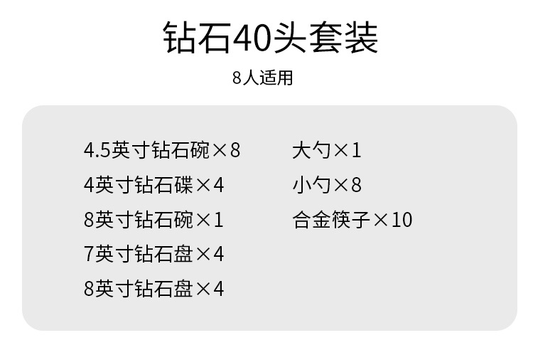 陶瓷餐具套装家用钻石碗碗碟碗盘高颜值乔迁新居房地产礼品全套详情11