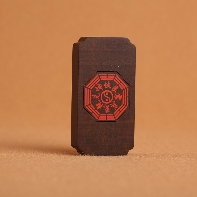 Lightning-struck jujube wood inlaid with raw cinnabar wood, Five Great Mountains True shape pendant, jujube wood peace sign, handcrafted wooden sign pic 5