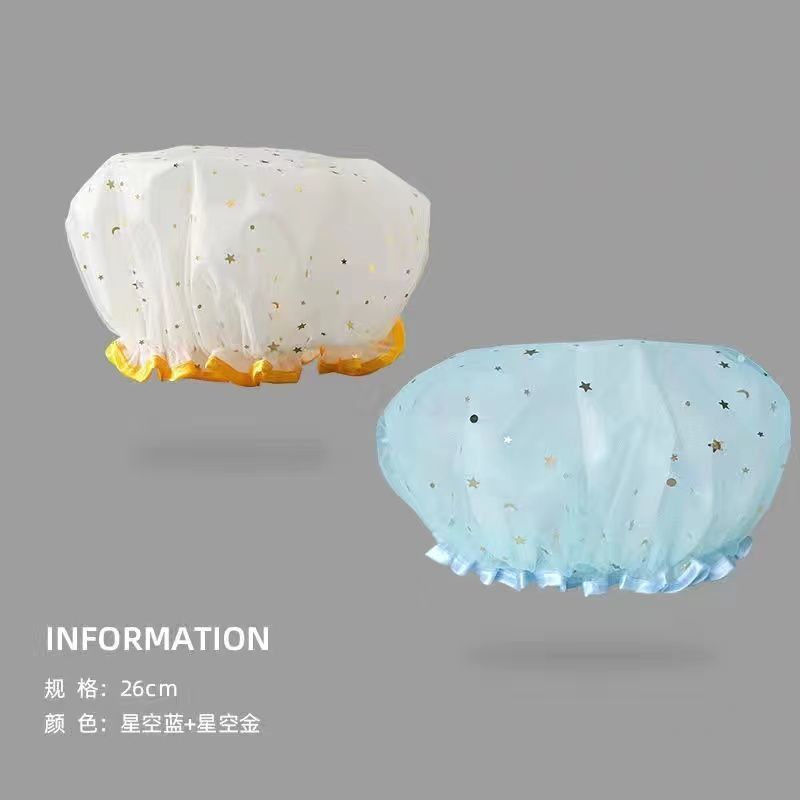 双层浴帽防水新款洗澡洗浴帽女化妆厨房油烟防尘头套成人加厚头罩详情9