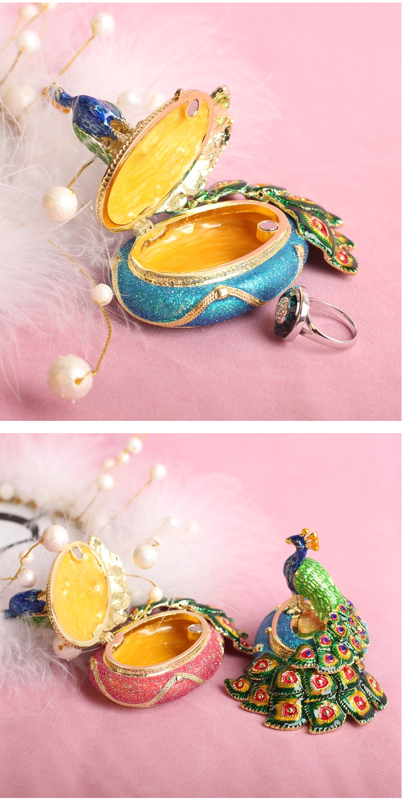 合金珐琅彩景区纪念品工艺品孔雀首饰盒家居礼品网红ins风小摆件详情15