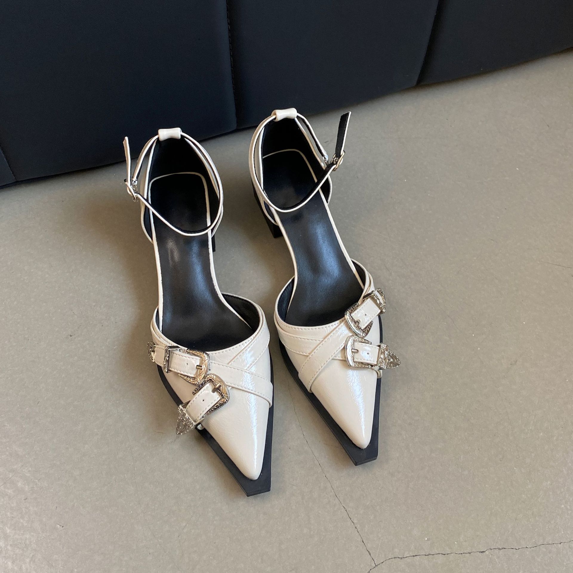 葡萄妈蝴蝶结玛丽珍鞋女法式高跟鞋真皮女鞋小香风粗跟制服皮鞋女详情2