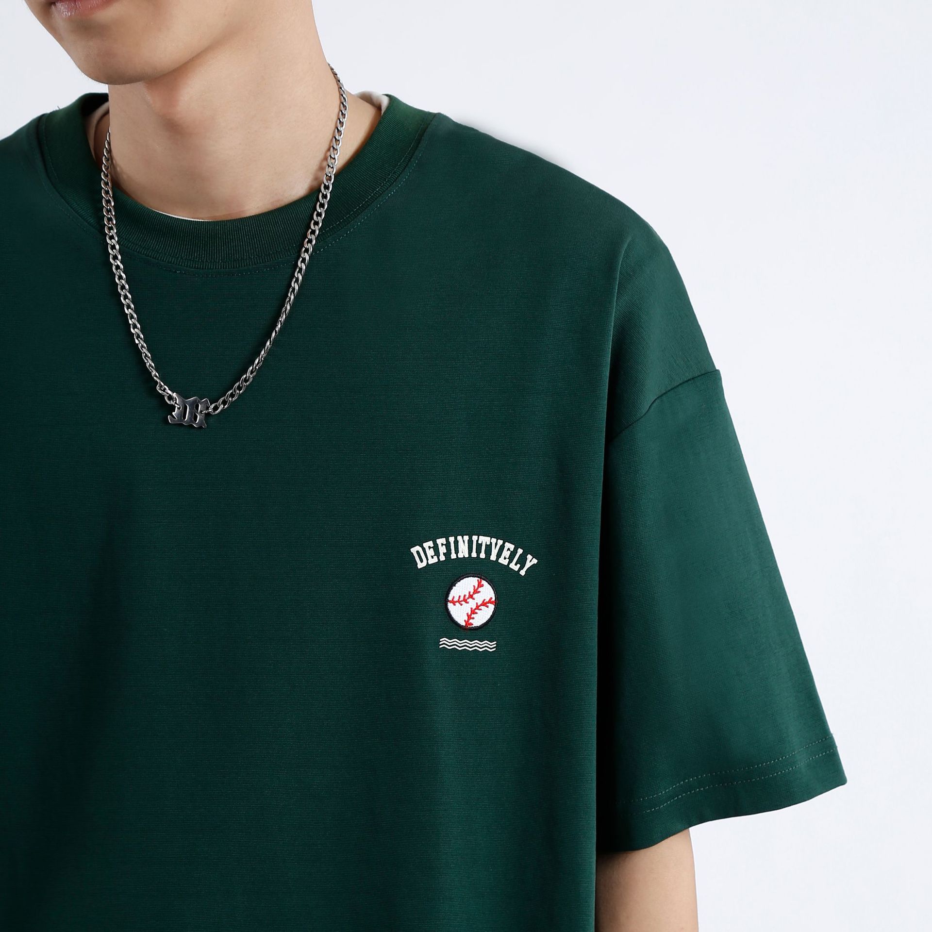 阿尔图220G重磅纯白印花短袖t恤男潮牌潮流夏季休闲宽松圆领上衣详情12