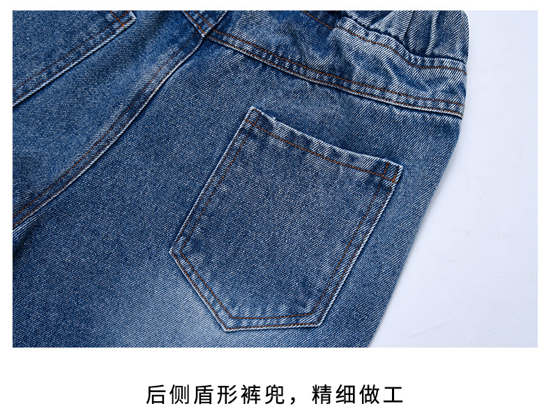 童裤批发外贸女童春季新款卡通牛仔裤韩版宽松中大童印花直筒长裤详情27
