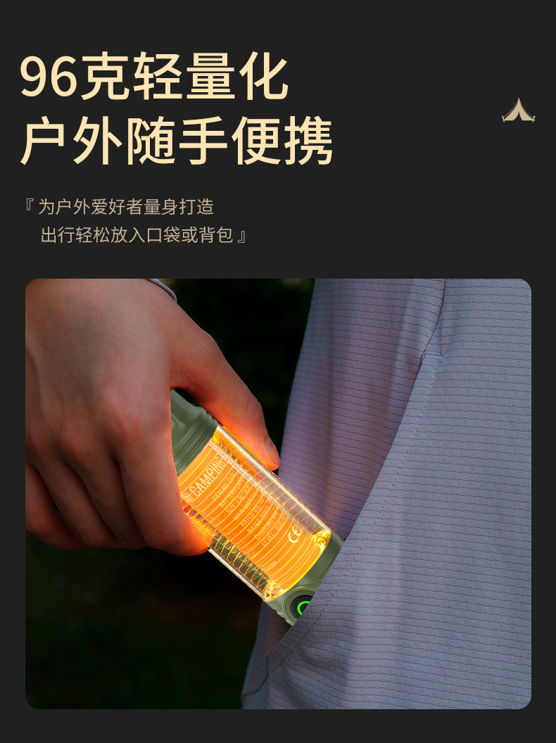 2024新款多功能户外野营灯 便携式强光手电筒充电迷你复古露营氛围灯12详情12