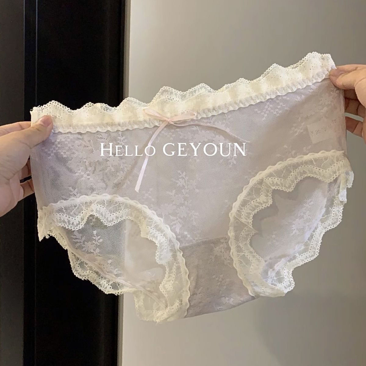 日系网纱舒适透气纯棉档中少女内裤纯欲风仙女薄款蕾丝性感中腰详情4