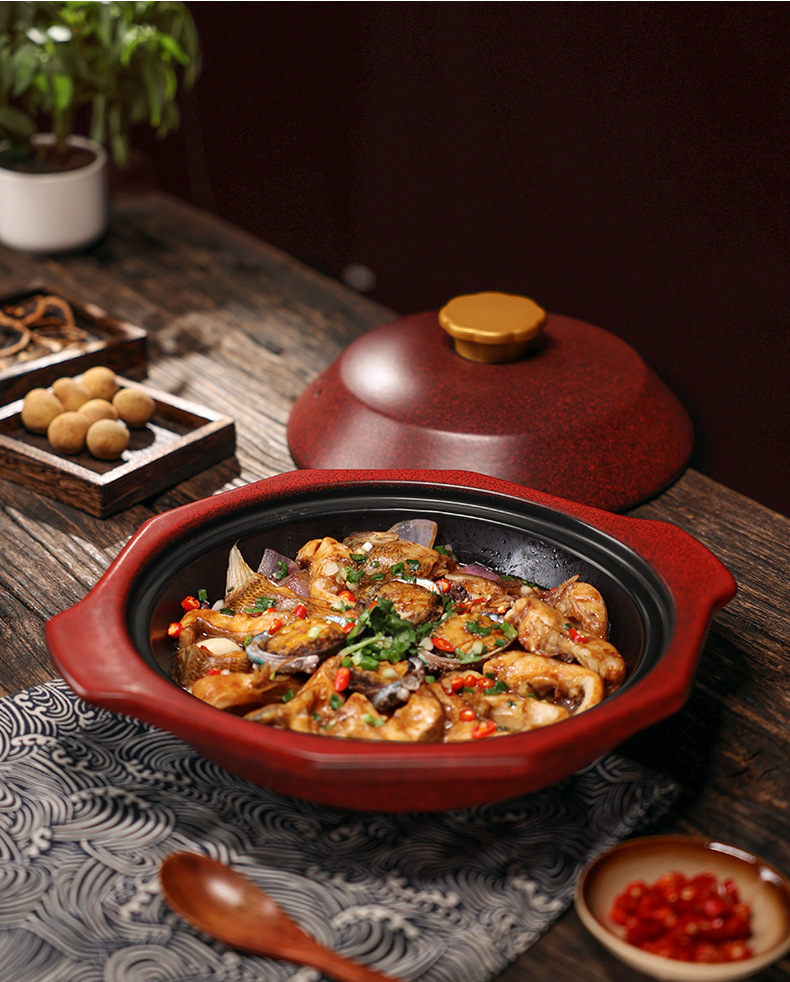 Tao Bao Wang Gem Pot, Chinese retro clay pot, household gas stew pot, pot clay pot, 1100℃ high-temperature resistant pic 14