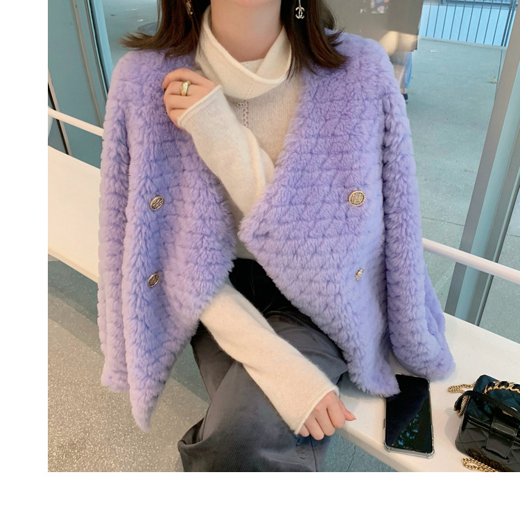 冬季新年羊羔毛皮草短款女网红羊剪绒布加迪全羊毛年轻短外套详情64