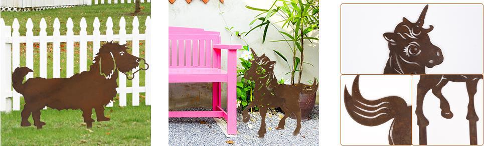 跨境生锈的独角兽小狗剪影圣诞装饰铁艺花园剪影金属庭院工艺品详情3