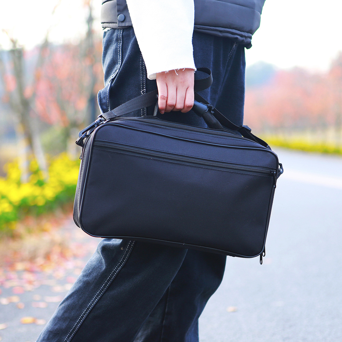 Black waterproof Oxford cloth oboe shoulder bag, oboe instrument case, hand-held shoulder instrument bag pic 9