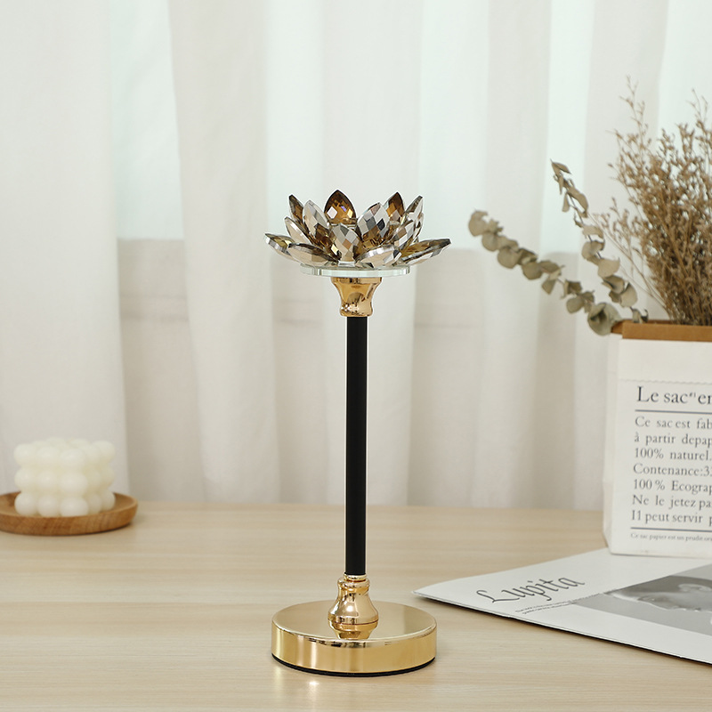 2022 New Style crystal candlestick New Year Gift, multi-specification Lotus Company wedding home metal props pic 5