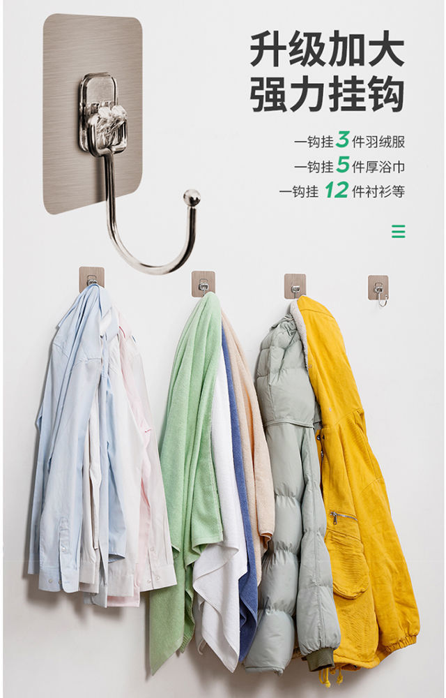 不锈钢挂钩贴强力粘钩墙面上多功能衣架挂钩学生宿舍门后厨房粘钩详情17