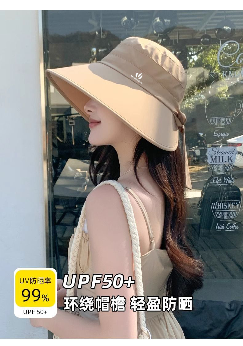 帽子遮阳帽女防晒防紫外线显脸小渔夫帽2025新款户外大帽檐太阳帽详情10
