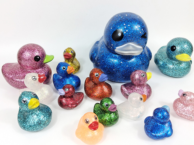 跨境热销儿童洗澡鸭子玩具 创意金粉亮片戏水鸭子卡通玩具小黄鸭详情7