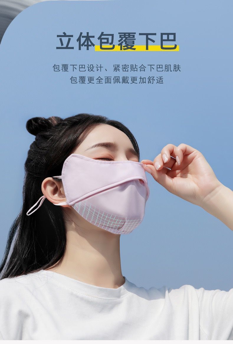 防晒口罩女高颜值护眼角防紫外线遮阳半脸面罩冰丝夏季薄款透气详情6