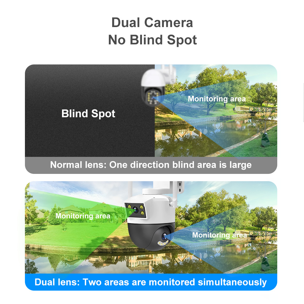 Dual-camera gun head linkage with mobile phone remote home indoor and outdoor high-definition night vision 360-degree waterproof intelligent monitoring pic 4