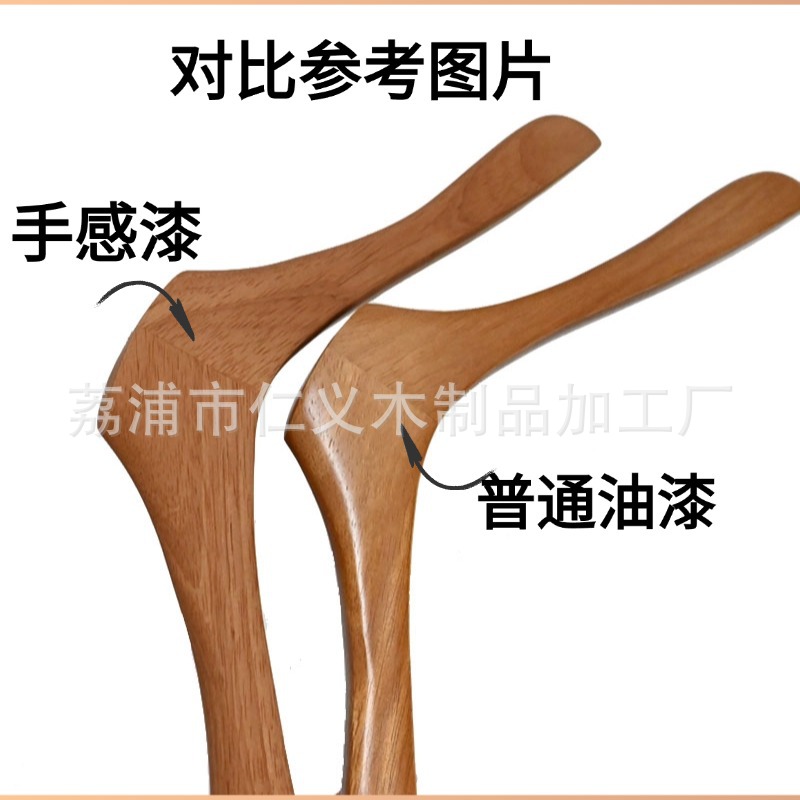 仁义高档手感漆服装店胡桃本色黑色高级无痕实木衣架防滑木质衣架详情8