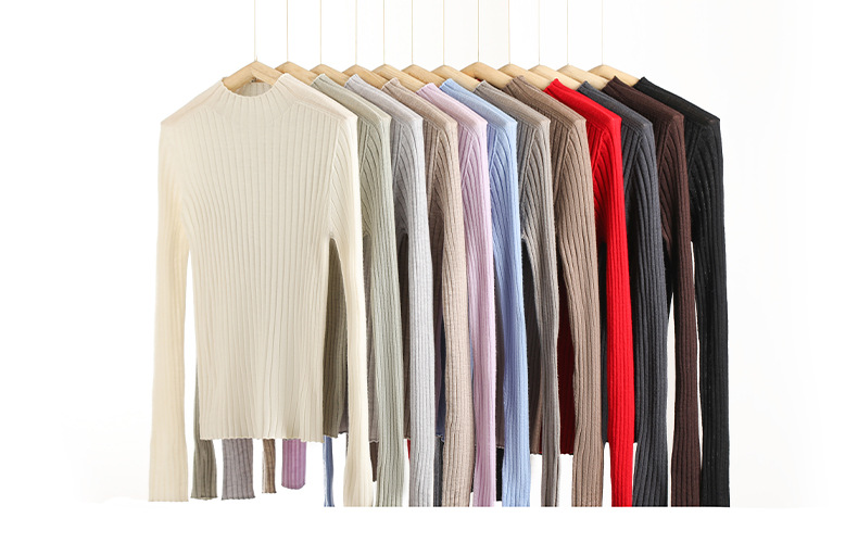 扬子纱精纺48支半高领羊毛打底衫显瘦修身百搭通勤长袖毛衣羊毛衫详情23