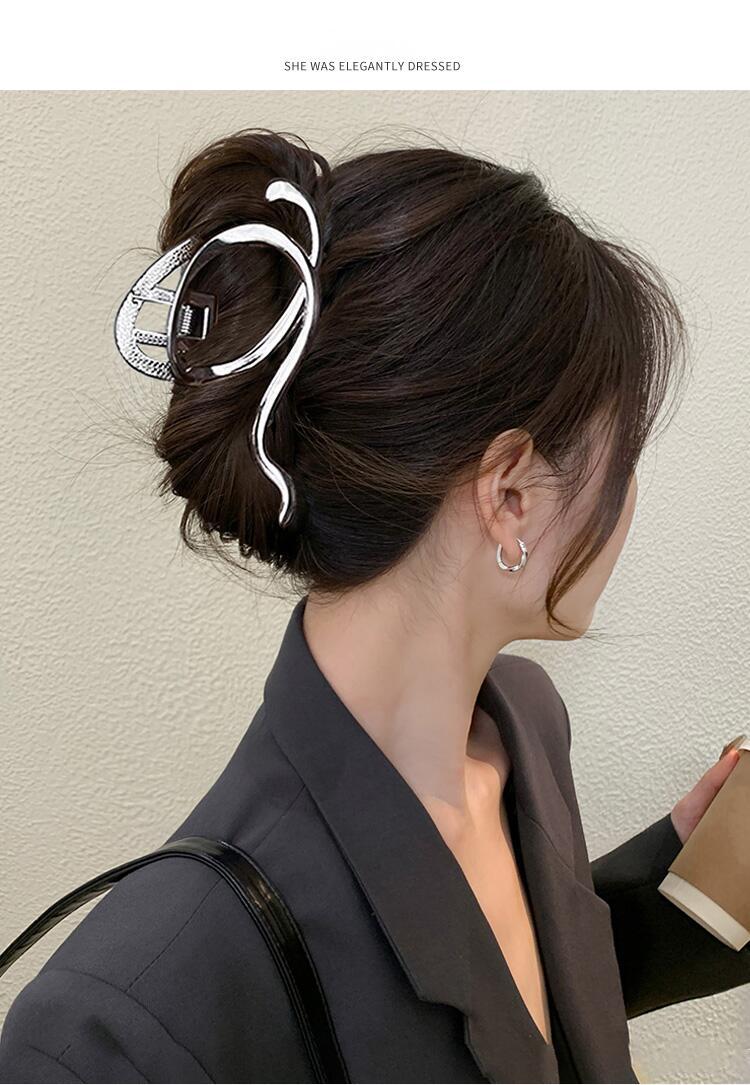 韩国不规则几何金属发夹时尚高级感抓夹鲨鱼夹冷淡风个性发饰批发详情9