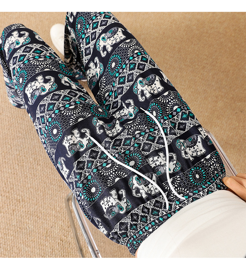 外贸跨境专供大象阔腿裤女夏季薄款高腰垂感直筒宽松休闲裤拖地裤详情17