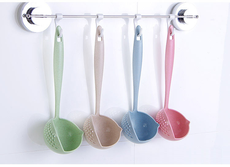 Cross-border wheat straw two-in-one household kitchen soup spoon, long-handled strainer, filter screen tableware, hot pot spoon, scooping spoon pic 8