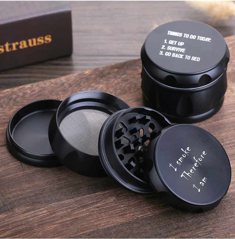 63mm黑色亚光4层鼓型磨烟器锌合金研磨器批发跨境外贸Grinder详情3