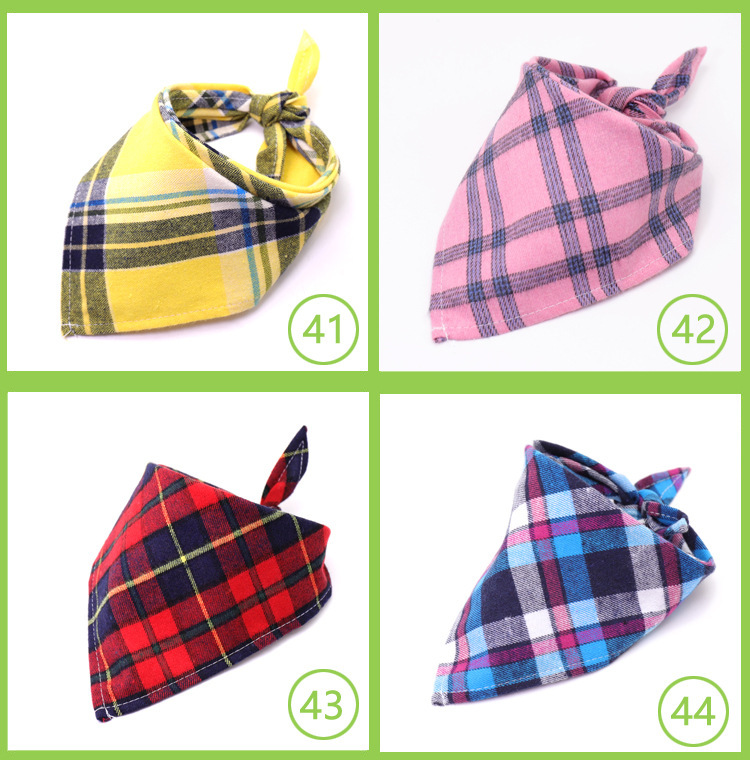 Pet scarf: Fashionable Scottish style checkered dog drool towel, thickened velvet cotton pet triangle towel pic 12