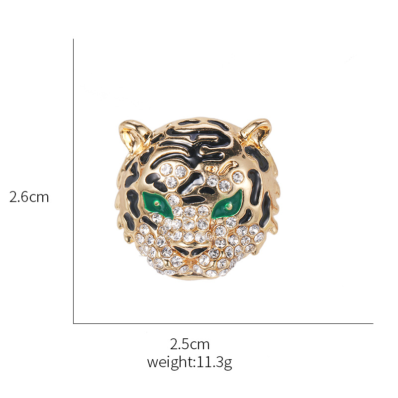 欧美时尚复古老虎胸针生肖虎年纪念镶钻合金别针男女通用装饰胸花详情13