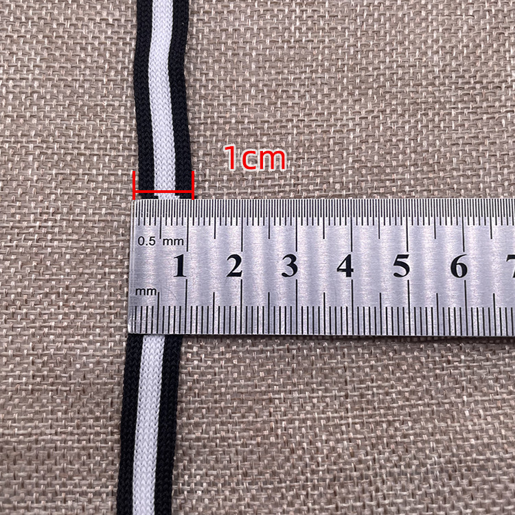 Polyester black and white knitted intercolor ribbon, single-sided knitted striped intercolor and two-color home textile edge wrap ribbon, lace satin ribbon pic 6