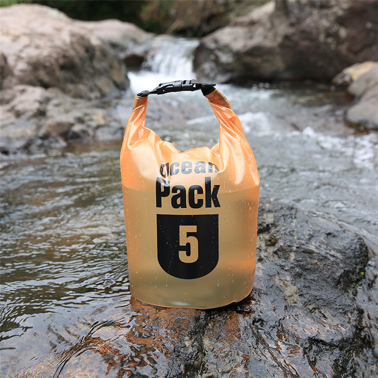 Factory direct supply of outdoor PVC matte semi-transparent waterproof bucket bags, beach clothes, mobile phone folding storage bags, and drift bags pic 31