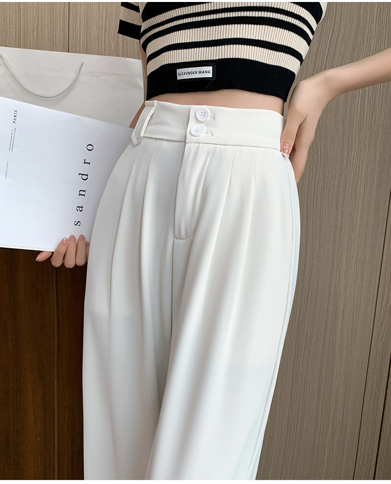 西装阔腿裤女裤子春秋高腰垂感直筒2023年小个子休闲显瘦黑色西裤详情14