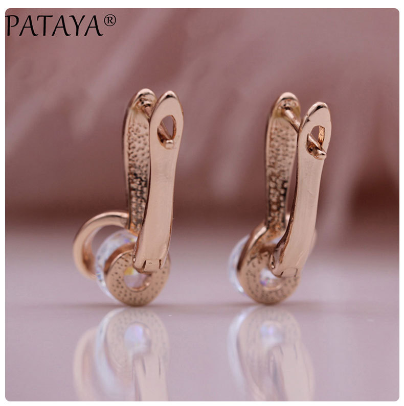 PATAYA Italian craftsmanship: A white zircon mini Chanel-style earring with geometric shape, zircon set pic 9