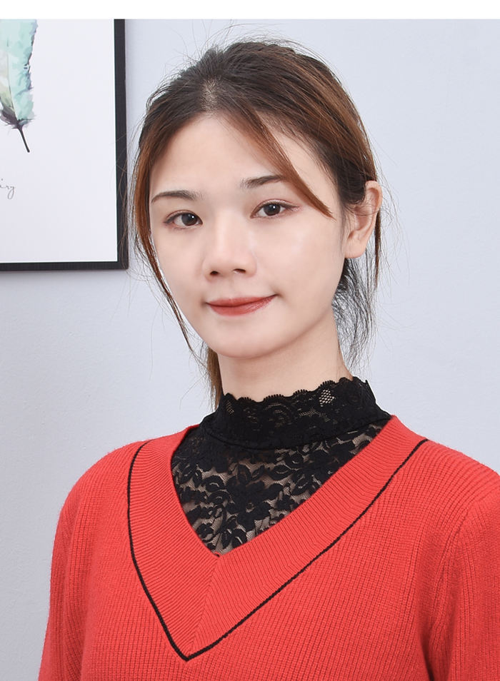 Lace high-neck false collar, versatile for children, stand-up collar base, decorative collar, sleeveless base, lace blouse, short style, sexy and transparent pic 6