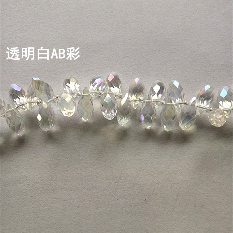 diy jewelry accessories: Crystal glass beads with horizontal holes and water drops, 6*12mm, electroplated AB color clothing jewelry accessories pic 3