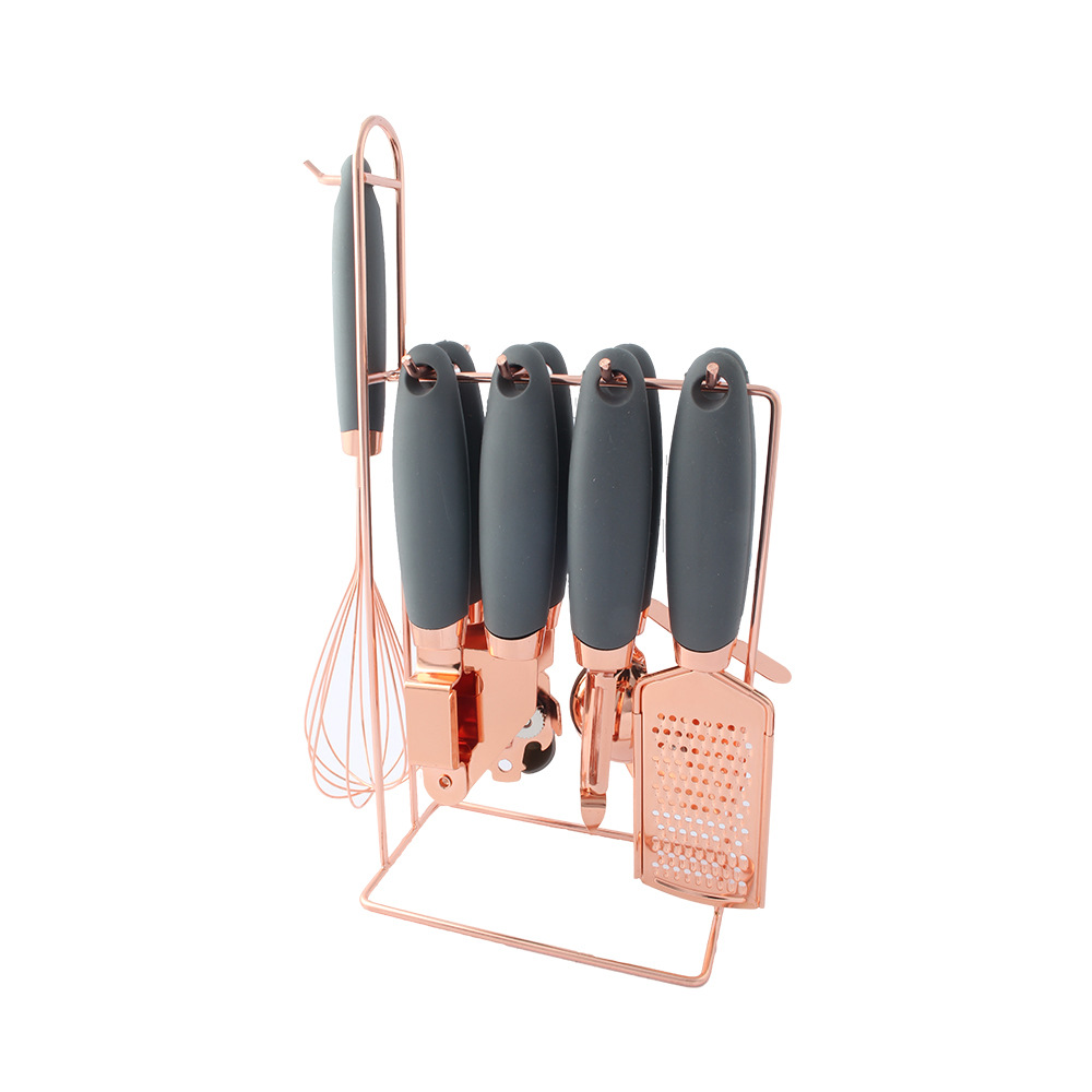Cross border acero inoxidable aircraft handle mesh leakes grinder egg grinder knife sharpper kitchen set 7 piezas conjunto de gadgets de cocina pic 13