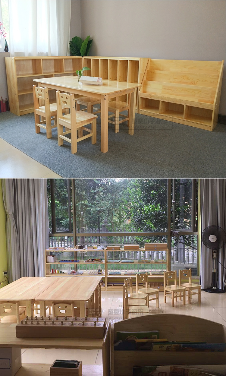 幼儿园实木桌椅早教儿童美术培训班桌子小学生课桌椅辅导班培训桌详情8