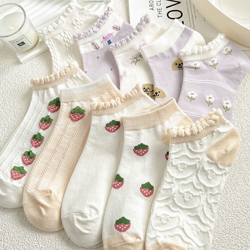 袜子地摊一件代发船袜女春夏花边短袜低腰浅口可爱少女学生袜百搭休闲潮袜一件代发详情2