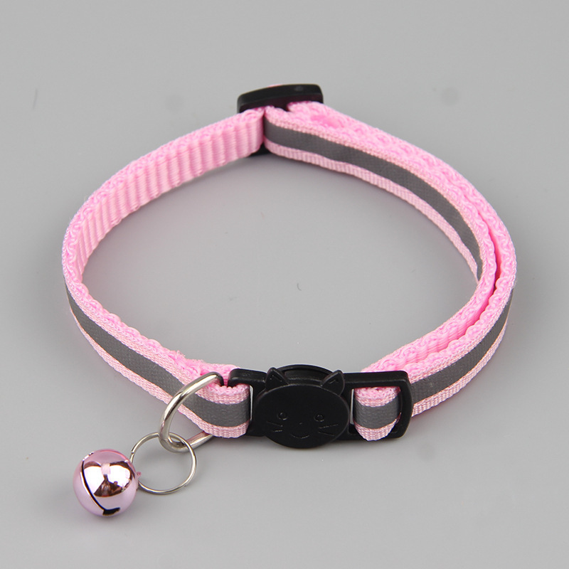 New pet supplies 1.0 black reflective cat head safety buckle collar de gato fuerte y duradero cat bell collar pic 7