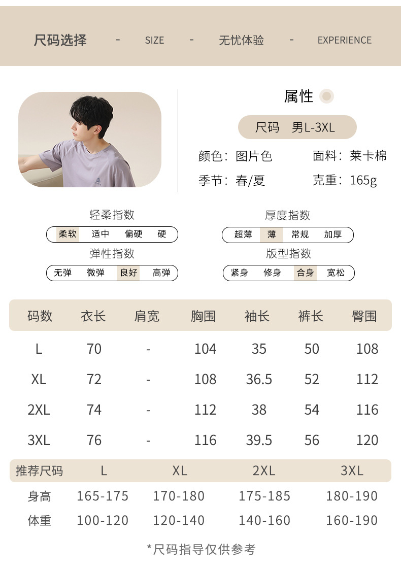 【凉感】拉架棉睡衣男士夏季短袖短裤家居服男款薄款纯棉套装详情16