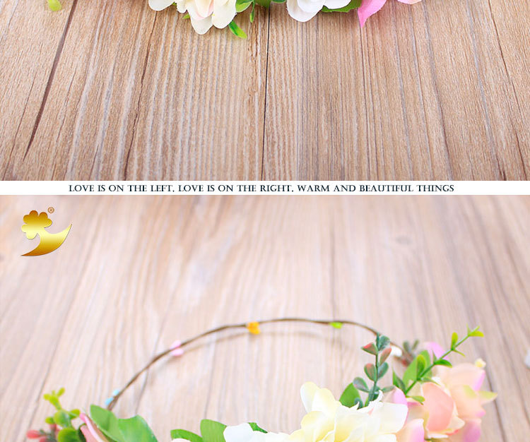 Factory direct sales of bride flower garlands, lilies, chrysanthemums, fabric hair flowers, semi-rings, Malaysian rice white handyman hair bands pic 9