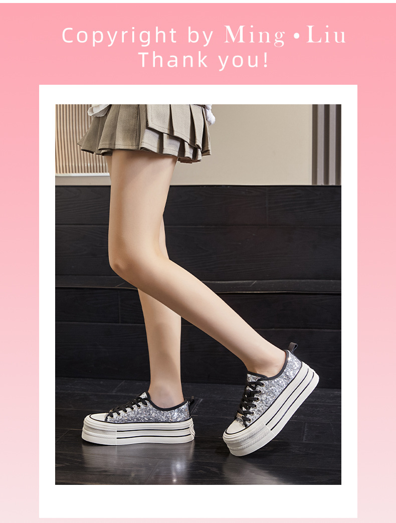 新款头层猪皮内里板鞋2025春季厚底休闲时尚女鞋ins风银色小白鞋详情29