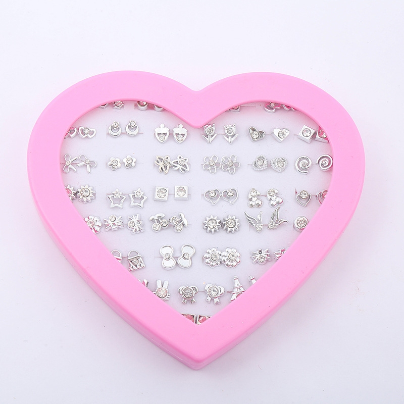 Korean version boxed ear studs in stock, student resin electroplated dot diamond jewelry earrings, student street stalls selling hot earrings wholesale pic 3