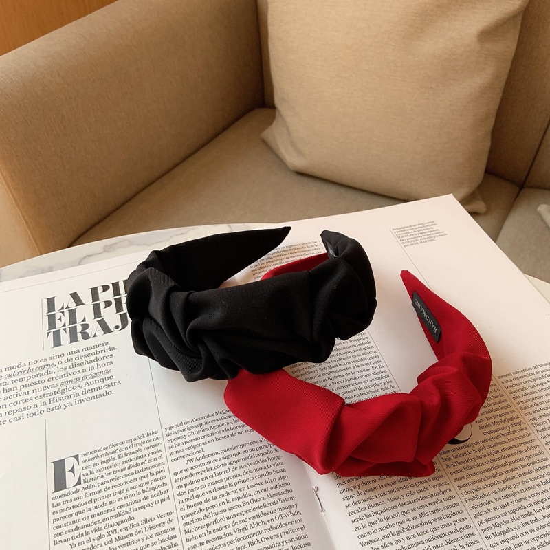 韩国东大门气质褶皱宽边纯色发箍发卡时尚复古压发韩版头箍发饰女详情27